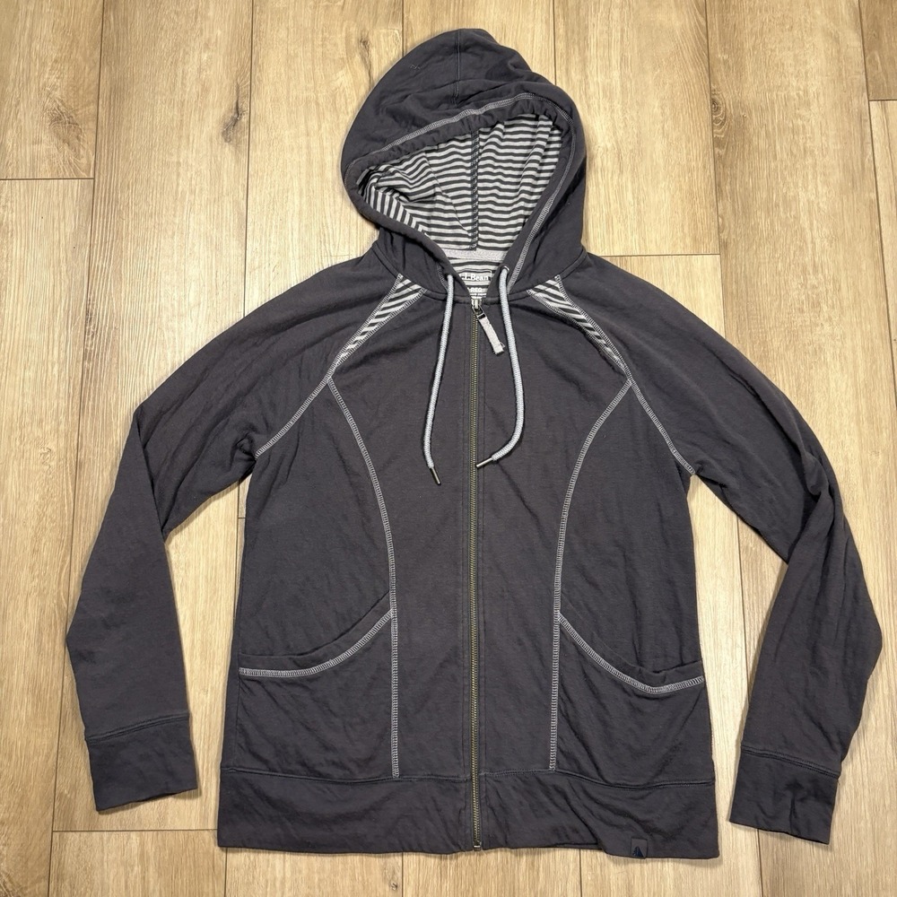 LL Bean Gray Full Zip Hoodie Thumb Hole Pockets Activewear Athletic Womens‎ M